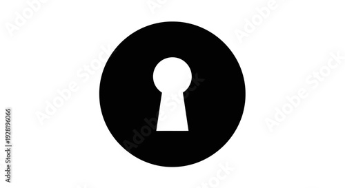White Keyhole Icon on Black Circle.