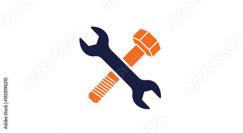 Wrench and screw crossed tools.