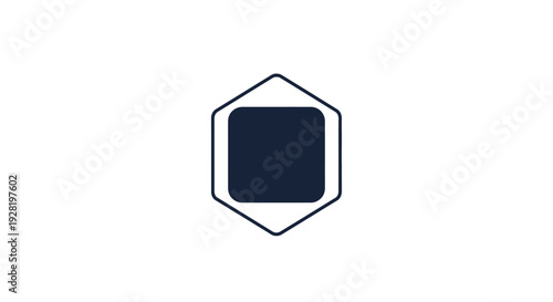 Black Square Inside Hexagon Shape Logo.