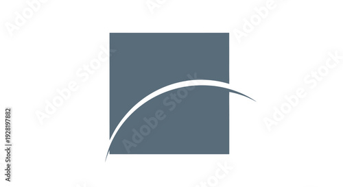 Gray Square with White Curved Line.