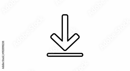 Simple Black Download Arrow Icon Symbol.