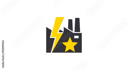Yellow Lightning Bolt and Star Logo Design.