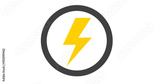 Yellow Lightning Bolt Icon in Circle.