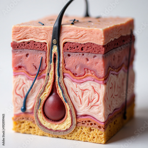 Detailed Cross Section of Human Skin Layer Model for Educational Use