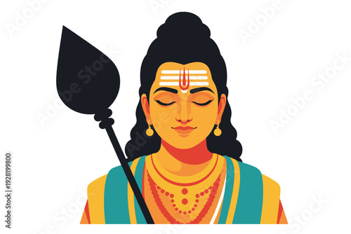 God Murugan with Peacock – Colorful 2D Flat Vector Illustration