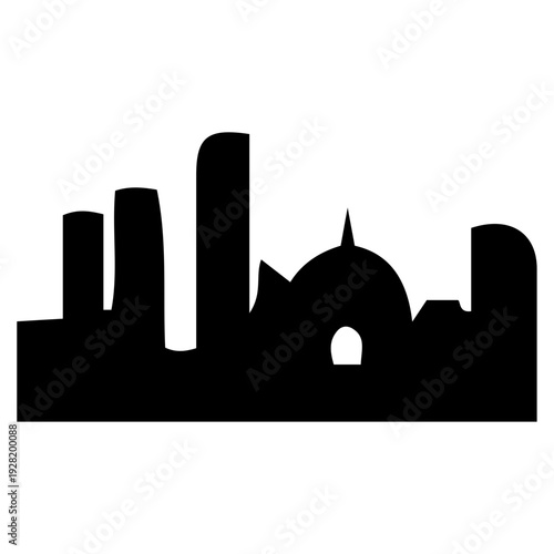 City Skyline Silhouette Icon Black Vector Graphic