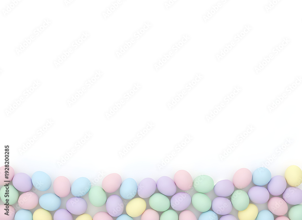 Obraz premium Minimal easter background with eggs along bottom edge