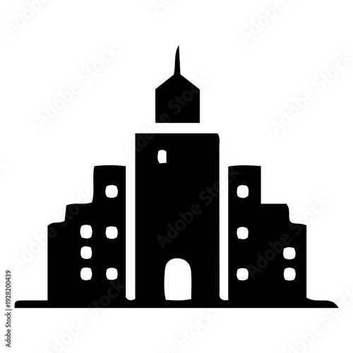 Minimalist City Skyline Icon Silhouette