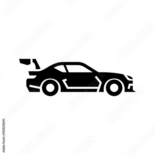Race car glyph icon. motorsport solid illustration.