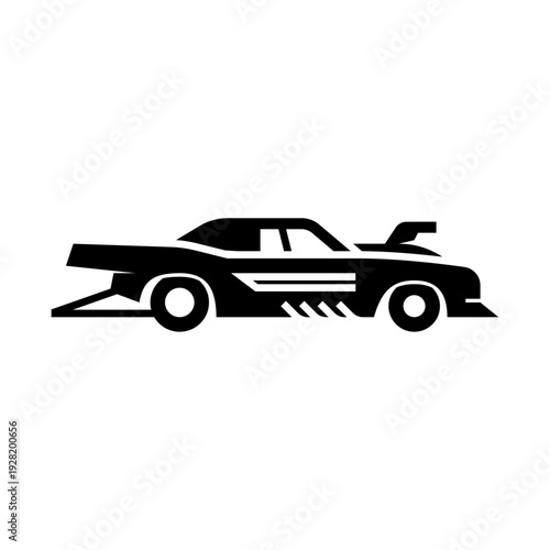 Racing car glyph icon. Drag racing solid illustration.