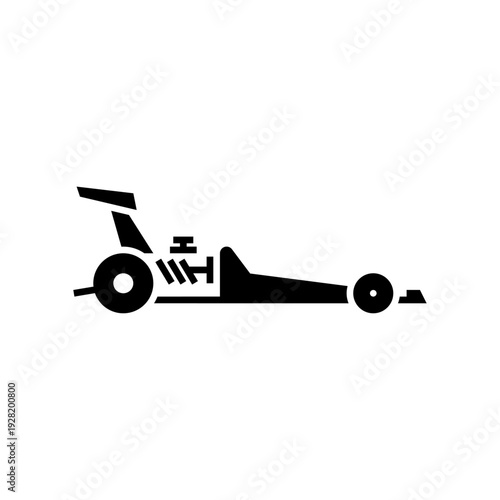 Drag car glyph icon. Drag car solid illustration.
