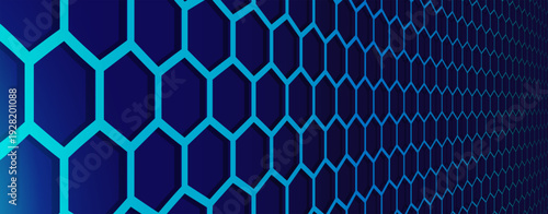 A perspective honeycomb grid with sky-blue hexagons, an abstract geometric pattern in the form of a descending grid. Vector graphics for modern packaging, wallpaper, and branding