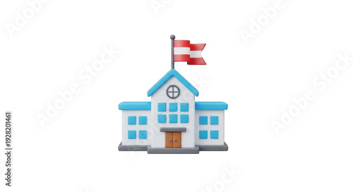 A graphic illustration of a government building with an american flag flying high. isolated on transparent background