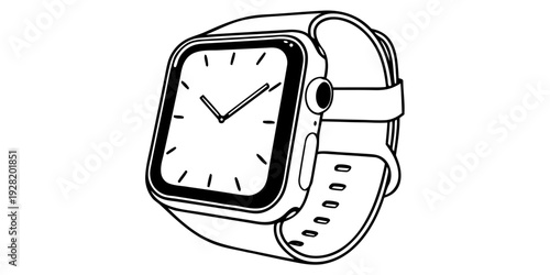 Smartwatch Outline Icon – Clean Thin Line Vector, Modern Tech Style