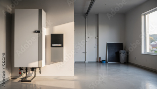 Modern Utility Room with Heater and Minimalist Design Elements