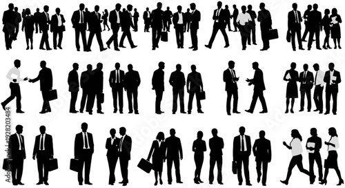 Silhouettes of Business People Walking.