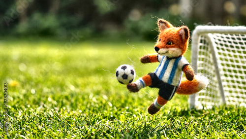 Cute Felted Doll Playing Soccer