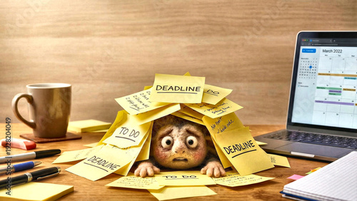 Stressed Felted Doll Covered in Sticky Notes