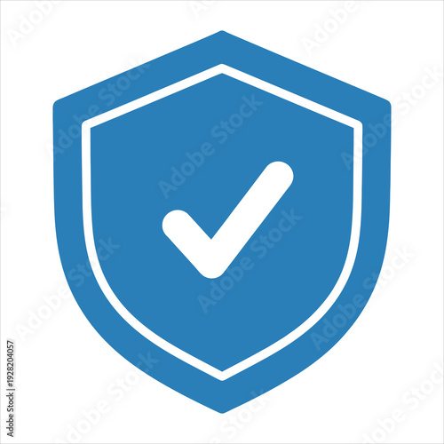 Secure Blue Shield Icon With White Checkmark Sign For Safety And Protection