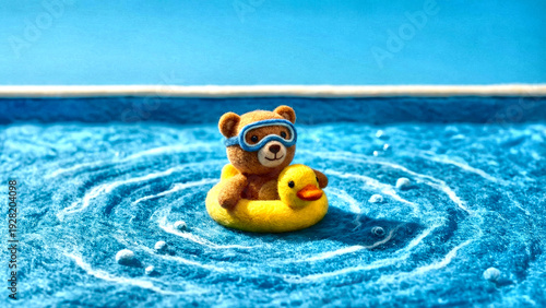 Felted Doll Swimmer with Floatie