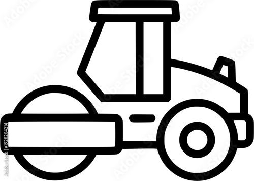 road roller silhouette line art vector illustration with a white background