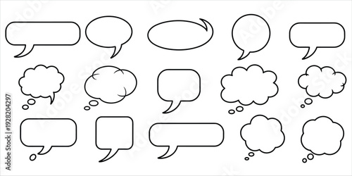 Collection of fifteen empty speech and thought bubbles in various shapes and sizes speech bubble comic