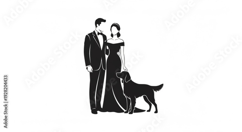 Couple with Dog Wedding Day.