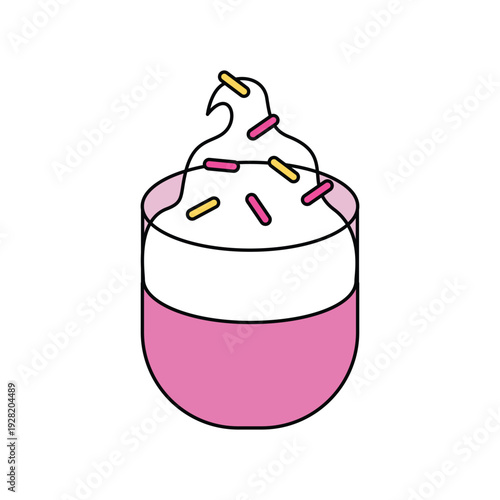 vector illustration of a glass of yogurt with sparkle