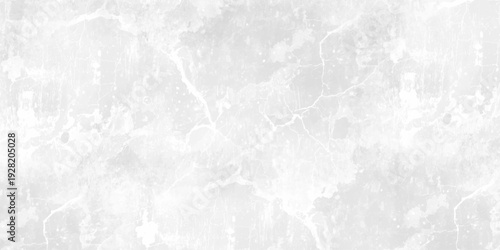 White grunge featuring light gray marble texture. Layers of thick white acrylic paint, cracked gesso texture, and gray charcoal rubbings. smooth stone surface, natural concrete texture.