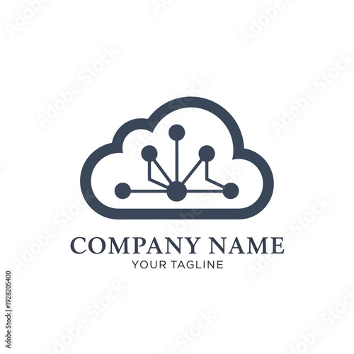 Cloud Computing Network Logo Design Template.