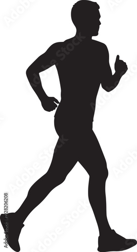 Silhouette running man on transparent background vector illustration black color