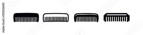 Hair Comb Icons Set. Vector collection of grooming and hairdressing comb symbols in various graphic styles.