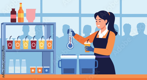 Woman Barista Preparing Coffee Drink.