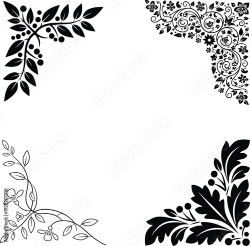 black and white floral border