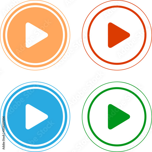 Colorful play buttons for multimedia content