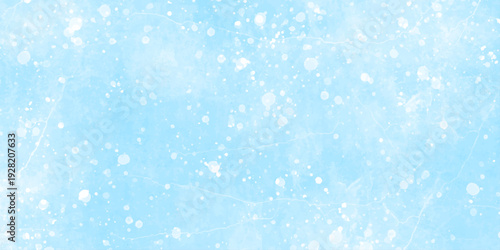 Watercolor grunge stain with hand paint pattern on blue and white splash with beautiful bokeh and bubble canvas. Blue watercolor vector snowflake background. hand paint watercolor and paper texture.