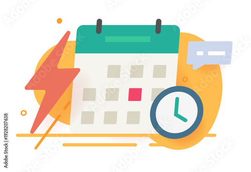 Deadline calendar urgent time concept icon vector modern graphic illustration no people, important scheduled alert reminder, warning main project task appointment image clip art