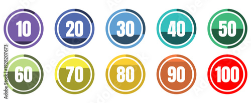 Infographic percentage Loading Circles colorful. Modern style. Vector illustration.