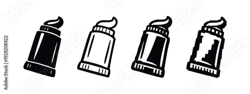 Paint or Toothpaste Tube Icon Set: Solid, Outline, Hand-drawn, and Pixel Art Styles
