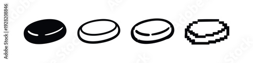 Lozenge or Pill Icon Set: Oval Medical Drug Symbols in Diverse Styles