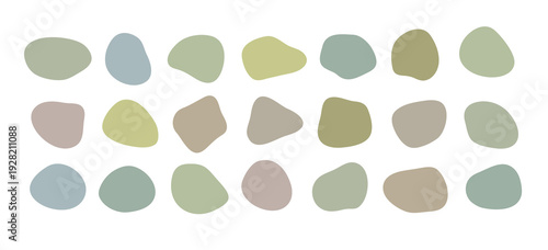 Organic Irregular Blob Shapes Set Pastel Muted Colors Fluid Abstract Forms Collection Vector Illustration