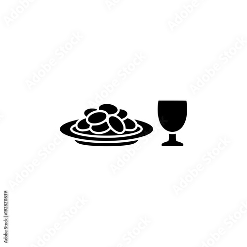 Iftar Food Icon with Dates and Water for Ramadan