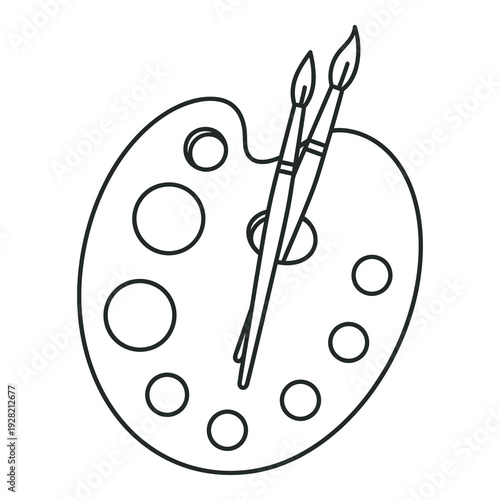 Painter tools  paint brushes on palette for art  creative hobbies icon