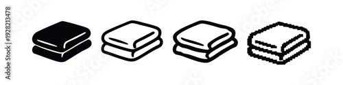 Stacked Folded Towel Icon Collection. Hotel, Spa, and Domestic Linen Symbols.