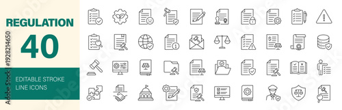 Regulation icon set. Editable line icons. Vector illustration.
