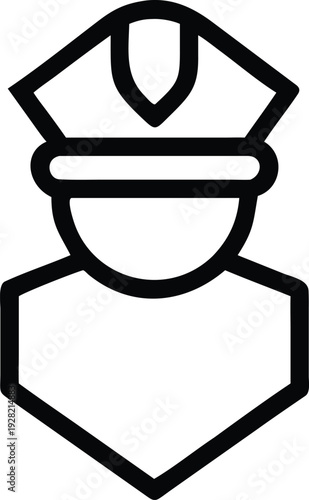 Clean minimalist line icon depicting a person wearing a cap in a professional role