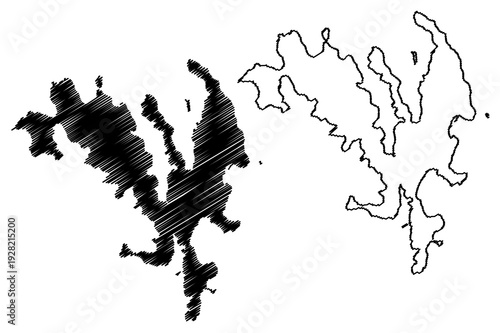 Naru island (Japan, East Asia, Japanese archipelago, Goto Islands) map vector illustration, scribble sketch Narushima map