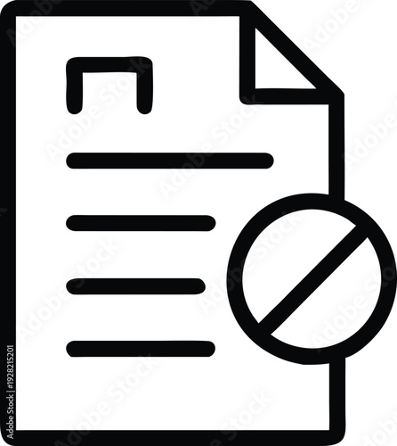 Clear outline icon representing a document with a prominent prohibition or denied access symbol