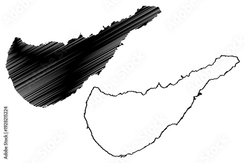 Okinoerabujima island (Japan, East Asia, Japanese archipelago, Amami Islands) map vector illustration, scribble sketch Okinoerabu or Yirabu map