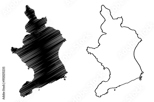 Okinoshima island (Japan, East Asia, Japanese archipelago) map vector illustration, scribble sketch Okinoshima map